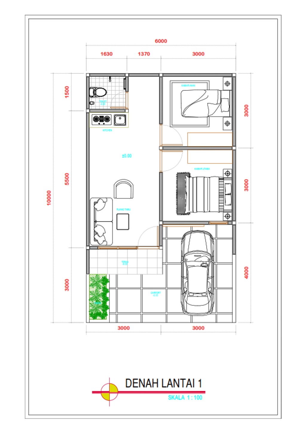 foto denah rumah tipe Sakura Blok D perumahan Hana Town House 3