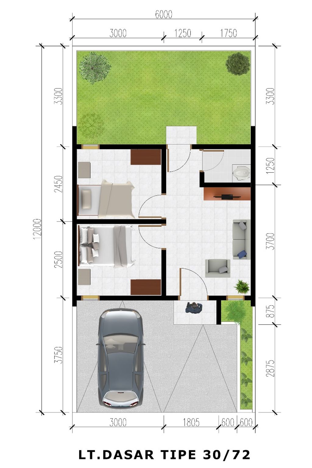 foto denah rumah tipe 30/72 perumahan CITOH CLUSTER CITARUM CISADANE