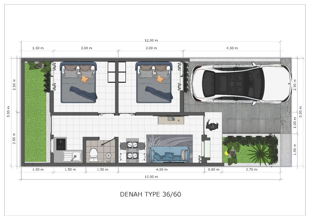 foto denah rumah tipe 36/60 perumahan GRAND TRIAS VILLAGE