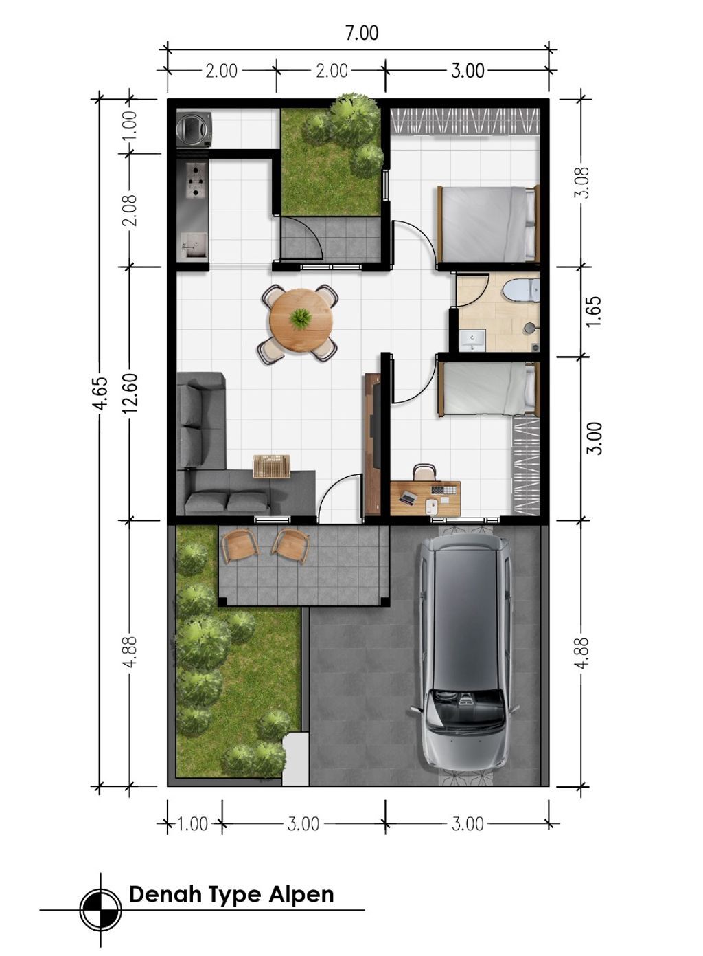 foto denah rumah tipe Alpen C 52 / 88 perumahan MONTVILLE RESIDENCE
