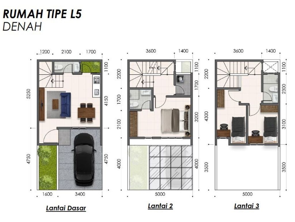 foto denah rumah tipe L5 perumahan KOTA MODERN - CLUSTER WATERFRONT - RUKO MWALK EXTENTION