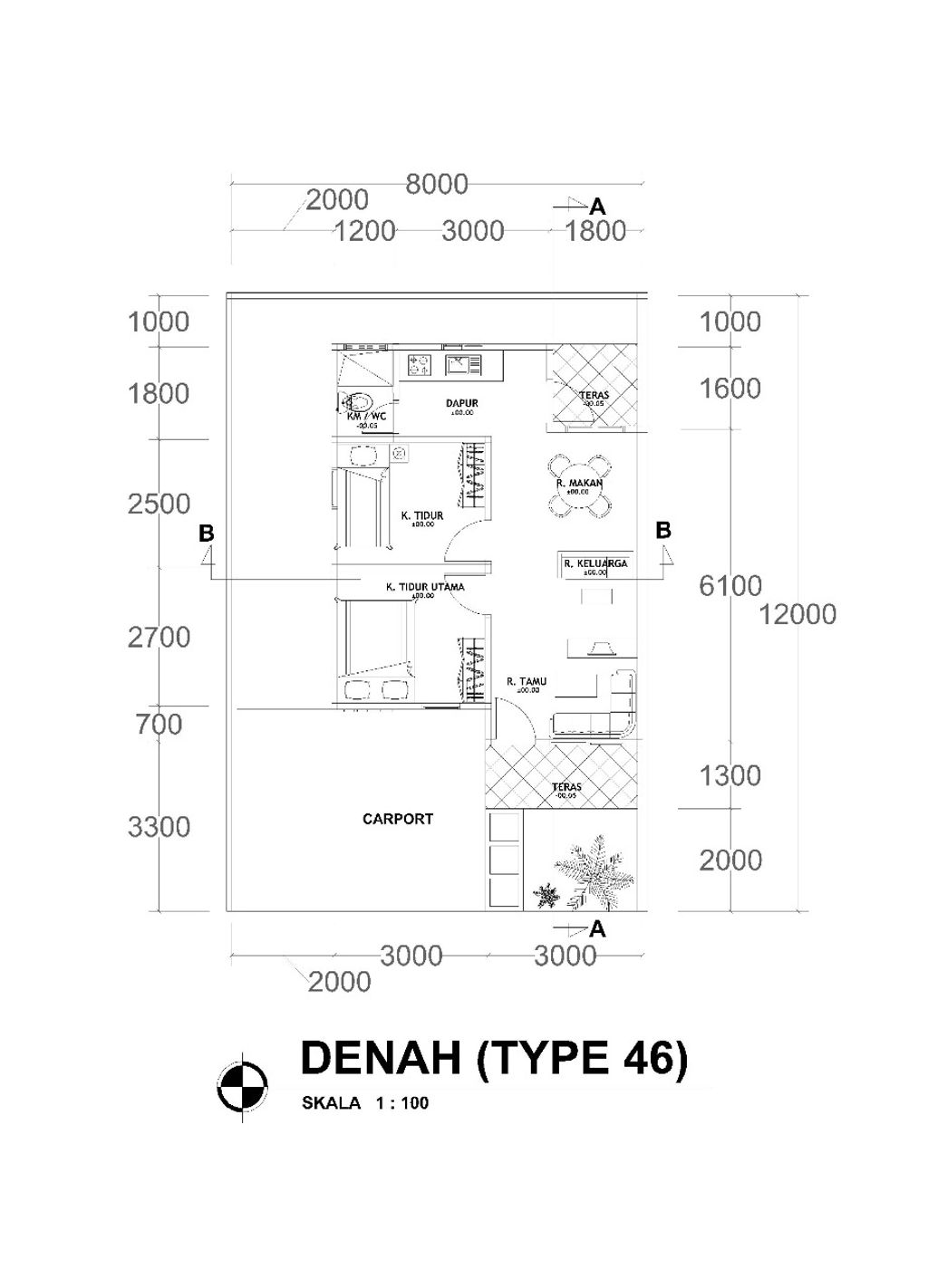 foto denah rumah tipe Rumah Tinggal 46/108 perumahan DUTA HILL RESIDENCE II