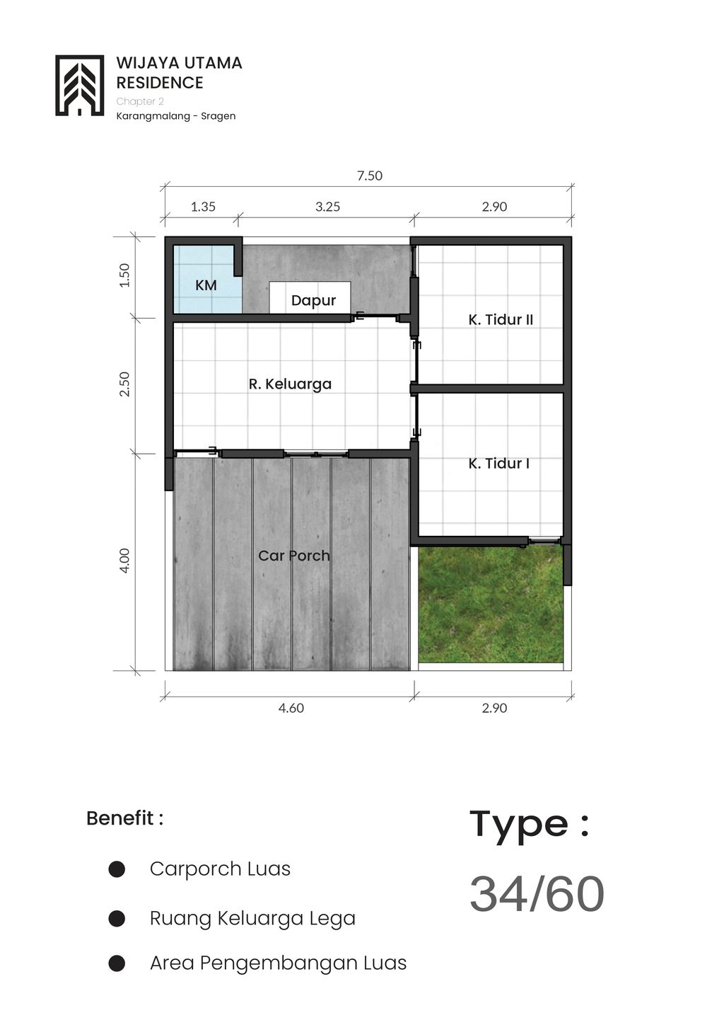 foto denah rumah tipe 34-60 perumahan WIJAYA UTAMA RESIDENCE II