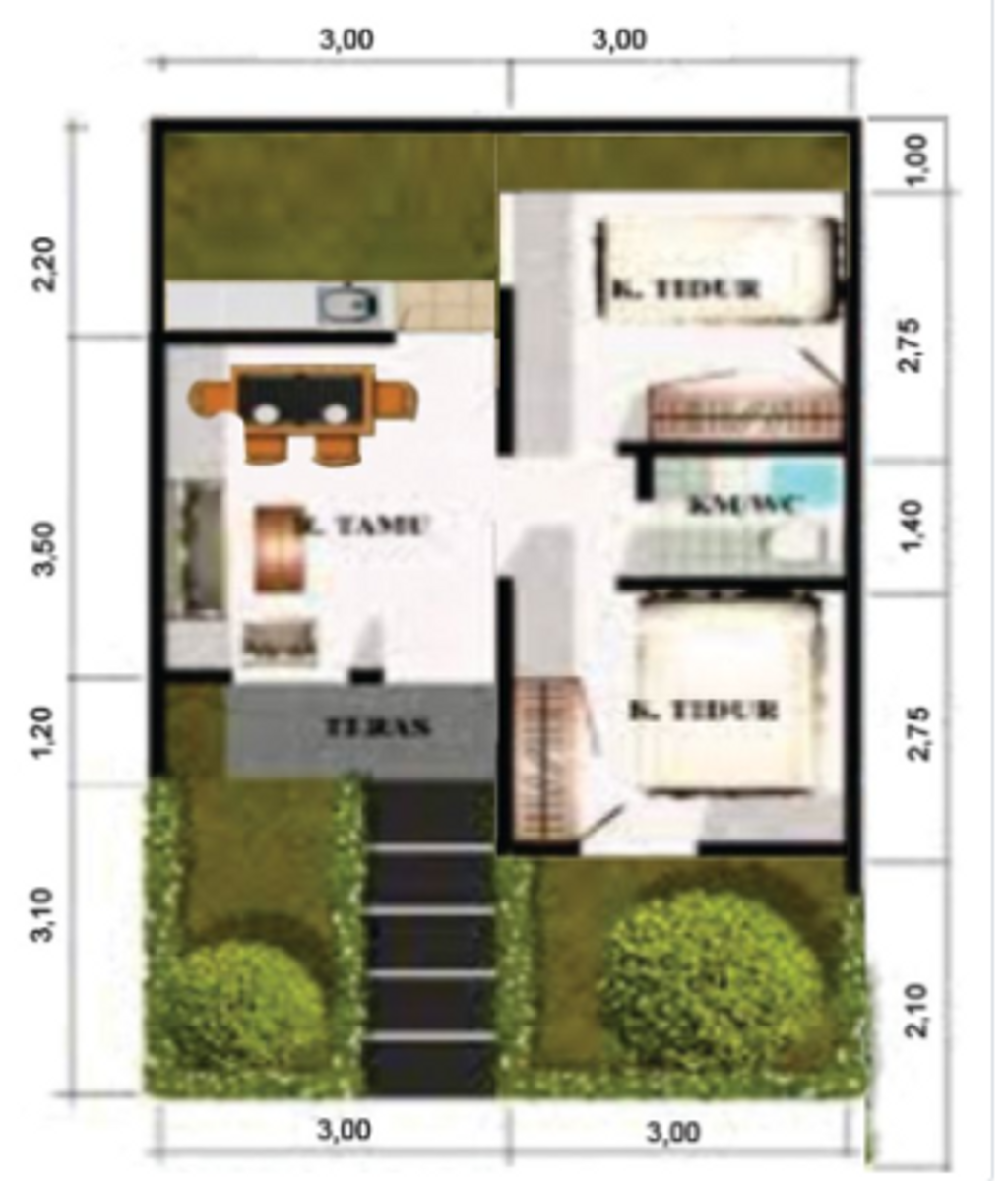 foto denah rumah tipe Rumah 36/72 perumahan PERUMAHAN GRIYA PASOPATI REGENCY