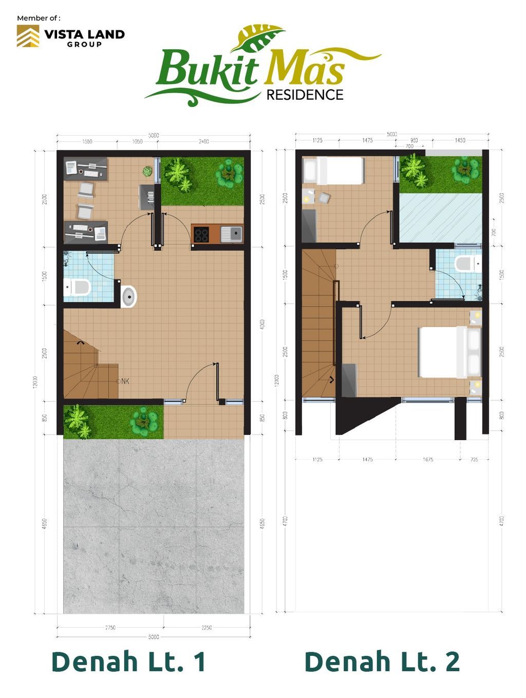 foto denah rumah tipe 55/90 perumahan Bukit Mas Residence