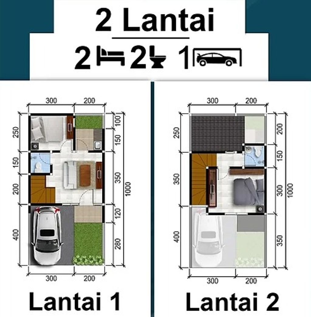 foto denah rumah tipe 48/50 perumahan Alana Regency Medokan Ayu