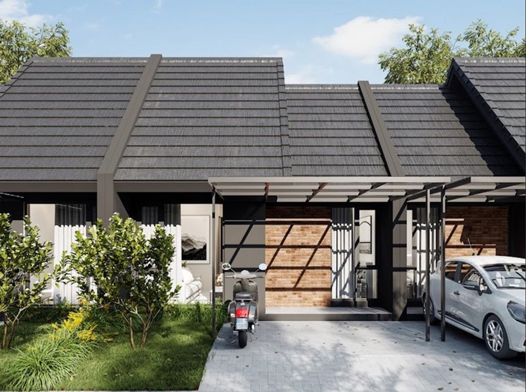 foto tampak rumah tipe LE RICHE 605 perumahan MUTIARA GADING CITY CLUSTER MONACO & PARIS