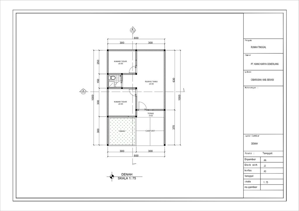 foto denah rumah tipe 40/60 perumahan Natureland Kiano 3