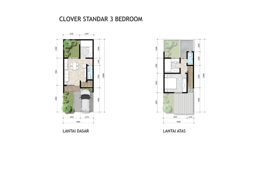 foto denah rumah tipe CLOVER 3BR 761 perumahan Mutiara Gading City Cluster Okwood