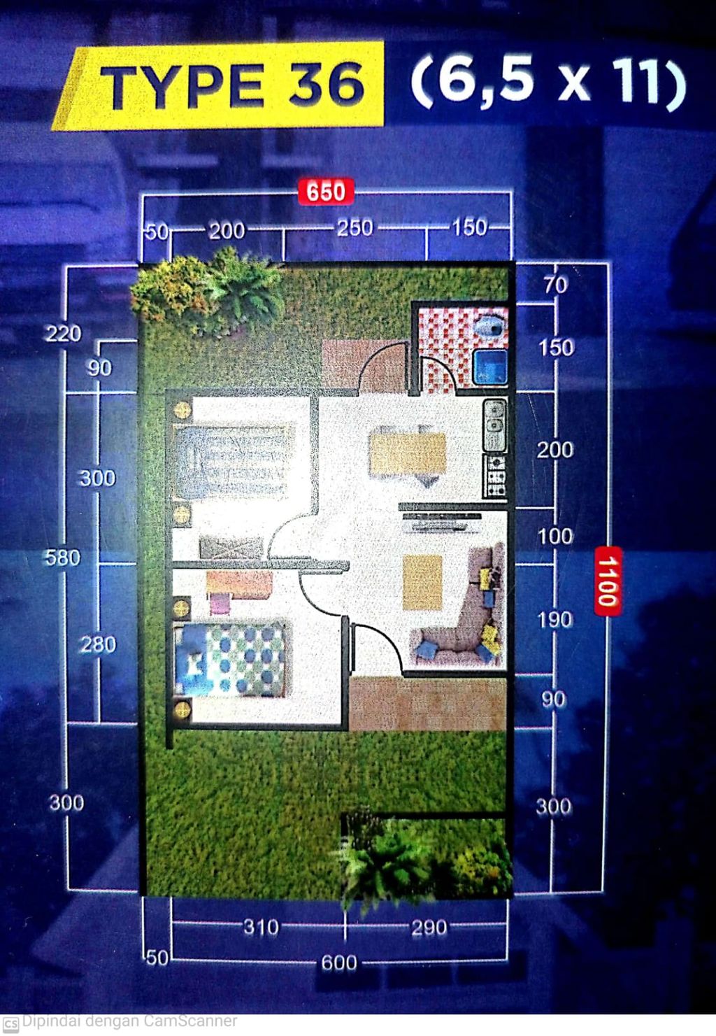 foto denah rumah tipe 36/71 perumahan apollo bizz park