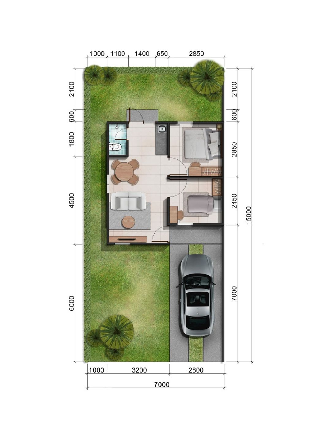 foto denah rumah tipe 45 perumahan Bukit Andara