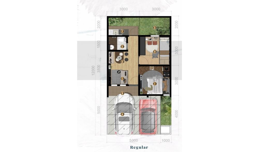 foto denah rumah tipe DELUXE 36/78 (AUG 24) perumahan Cluster Sriwijaya - Darmawangsa Residence Bekasi