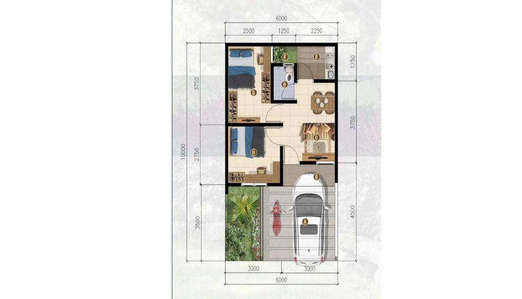 foto denah rumah tipe PADMA 35/60 (SEPT 24) perumahan Cluster Sriwijaya - Darmawangsa Residence Bekasi