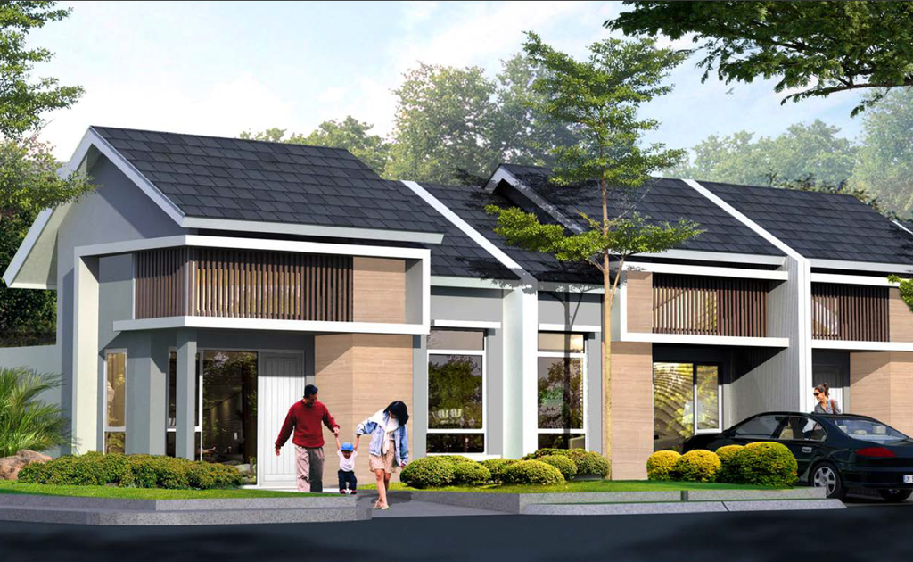 foto tampak rumah tipe AYANA 34/72 (JUNI 24) perumahan PANJIBUWONO RESIDENCE