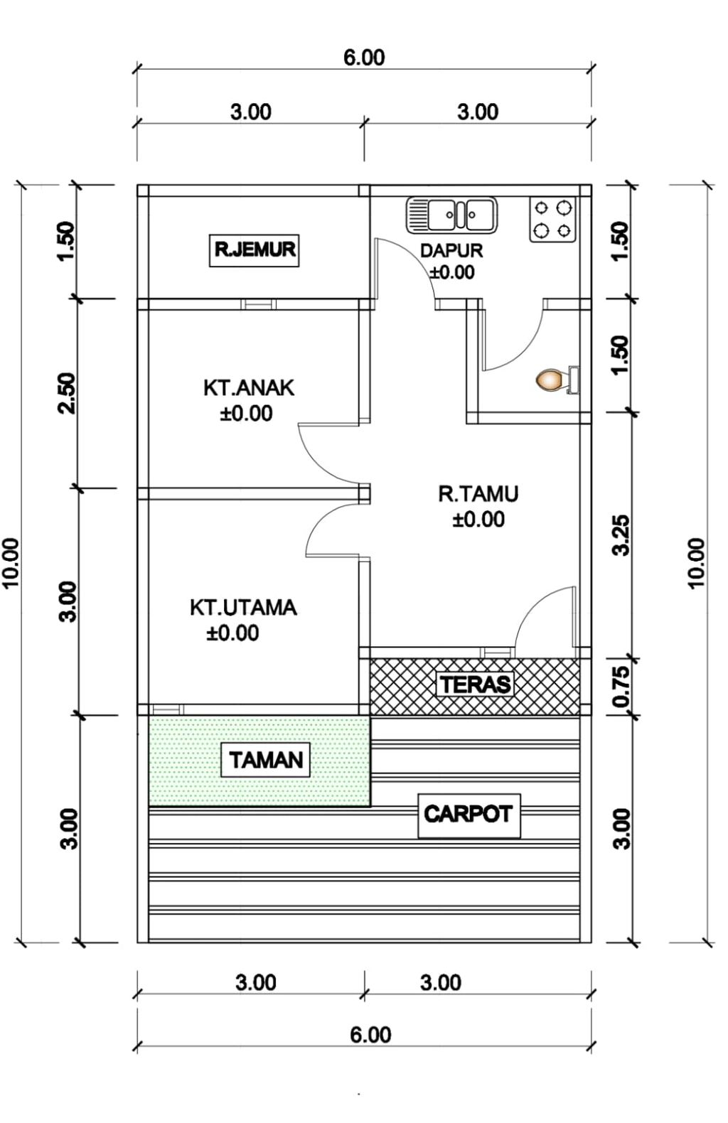 foto denah rumah tipe 36 Bonus Dapur perumahan Griya Kalimaya