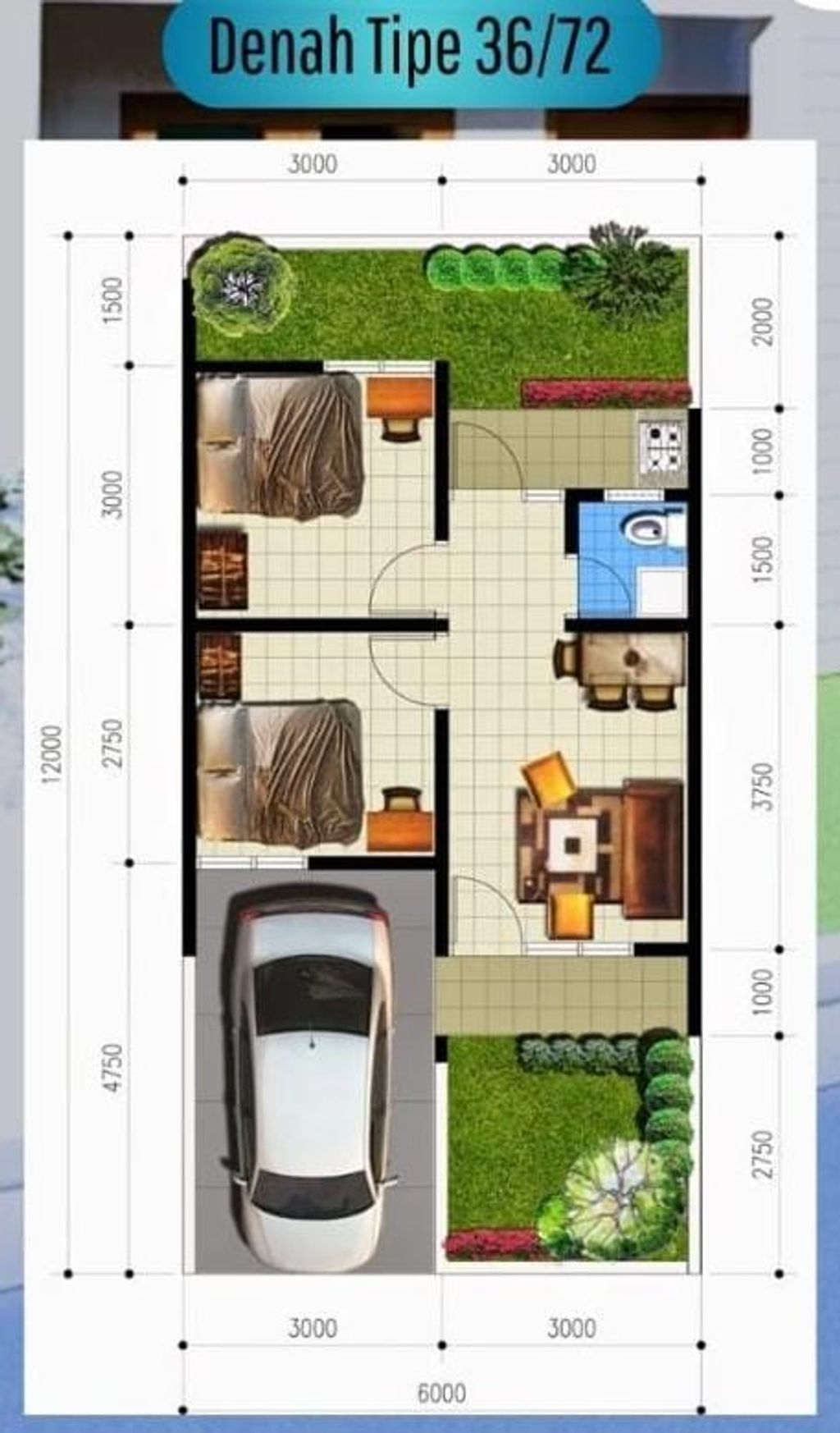 foto denah rumah tipe AYANA BUMI WIRASANA TAHAP 1 perumahan AYANA BUMI WIRASANA