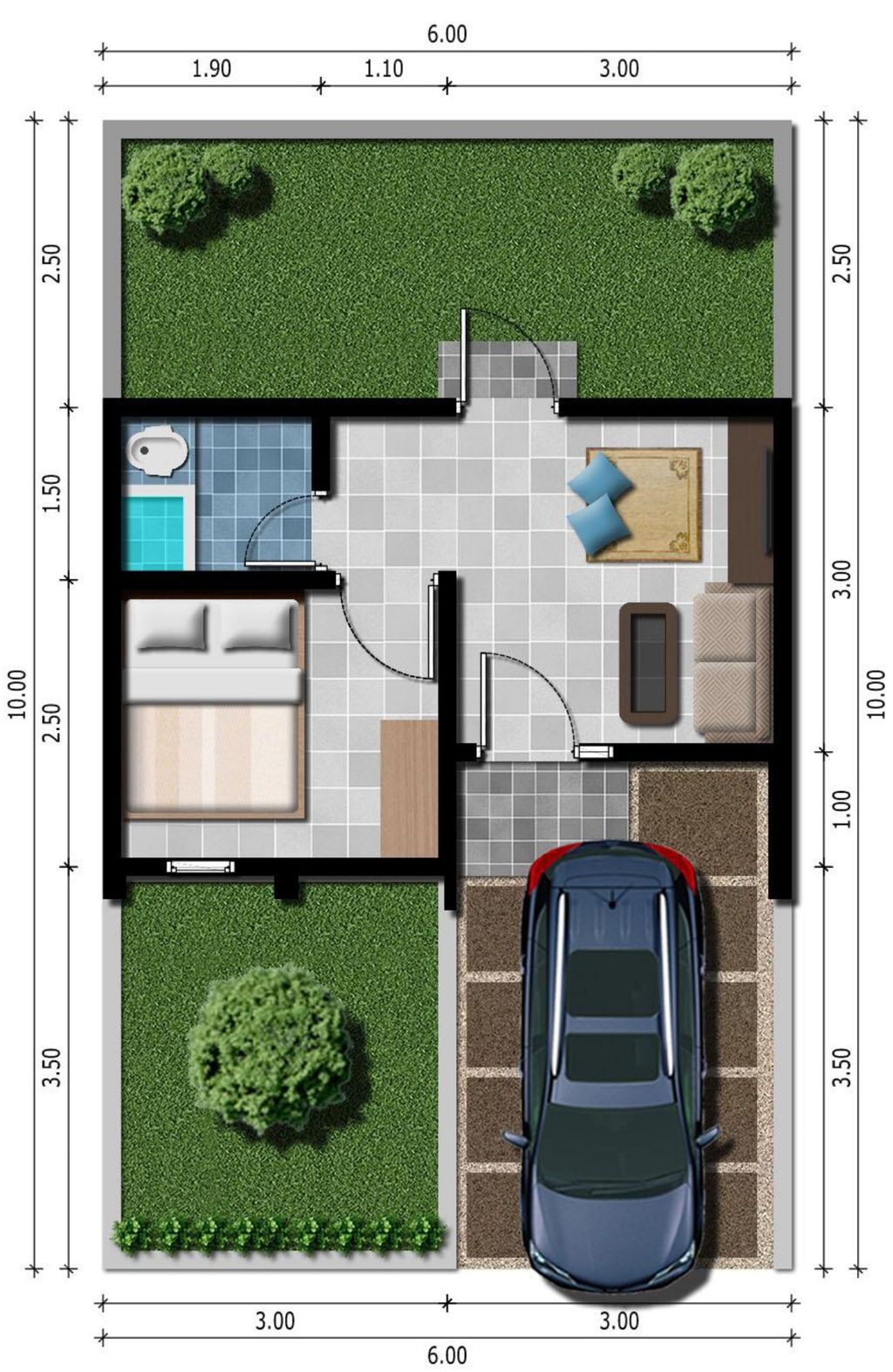 foto denah rumah tipe 22/60 perumahan Grand Royal Cerme