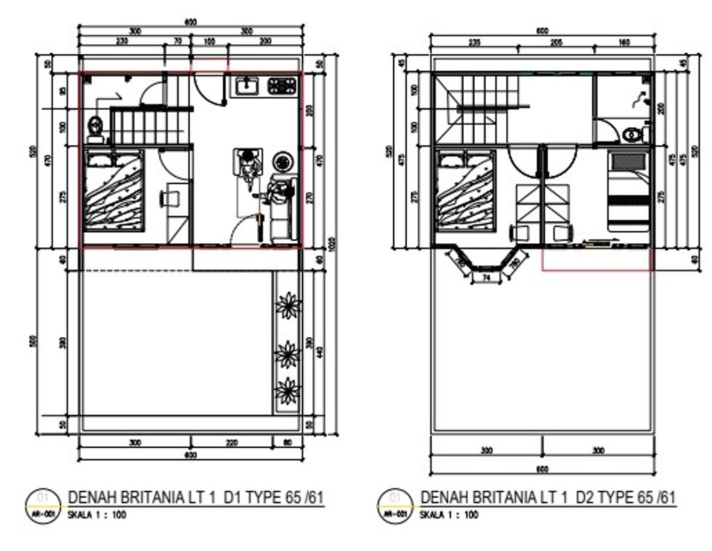foto denah rumah tipe 65/61 perumahan BRITANIA GREEN RESORT