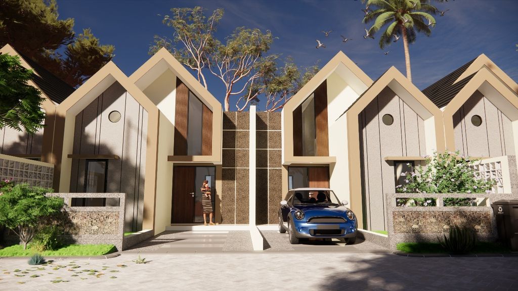 foto tampak rumah tipe Peony 45/78 perumahan Velvet Juanda