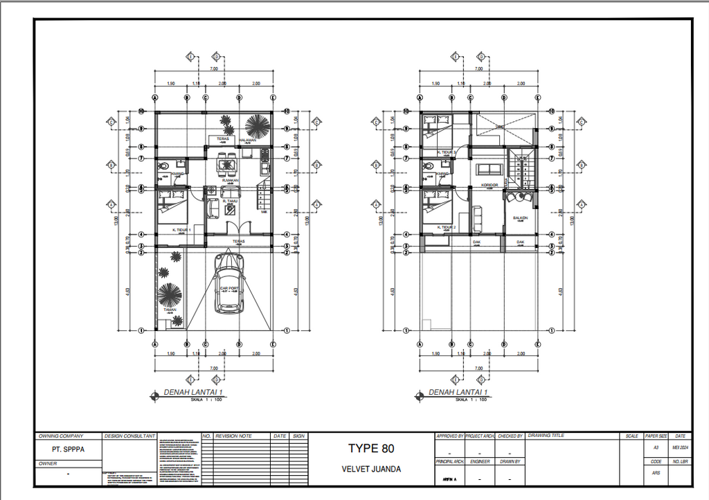 foto denah rumah tipe Hydragea 80/91 perumahan Velvet Juanda