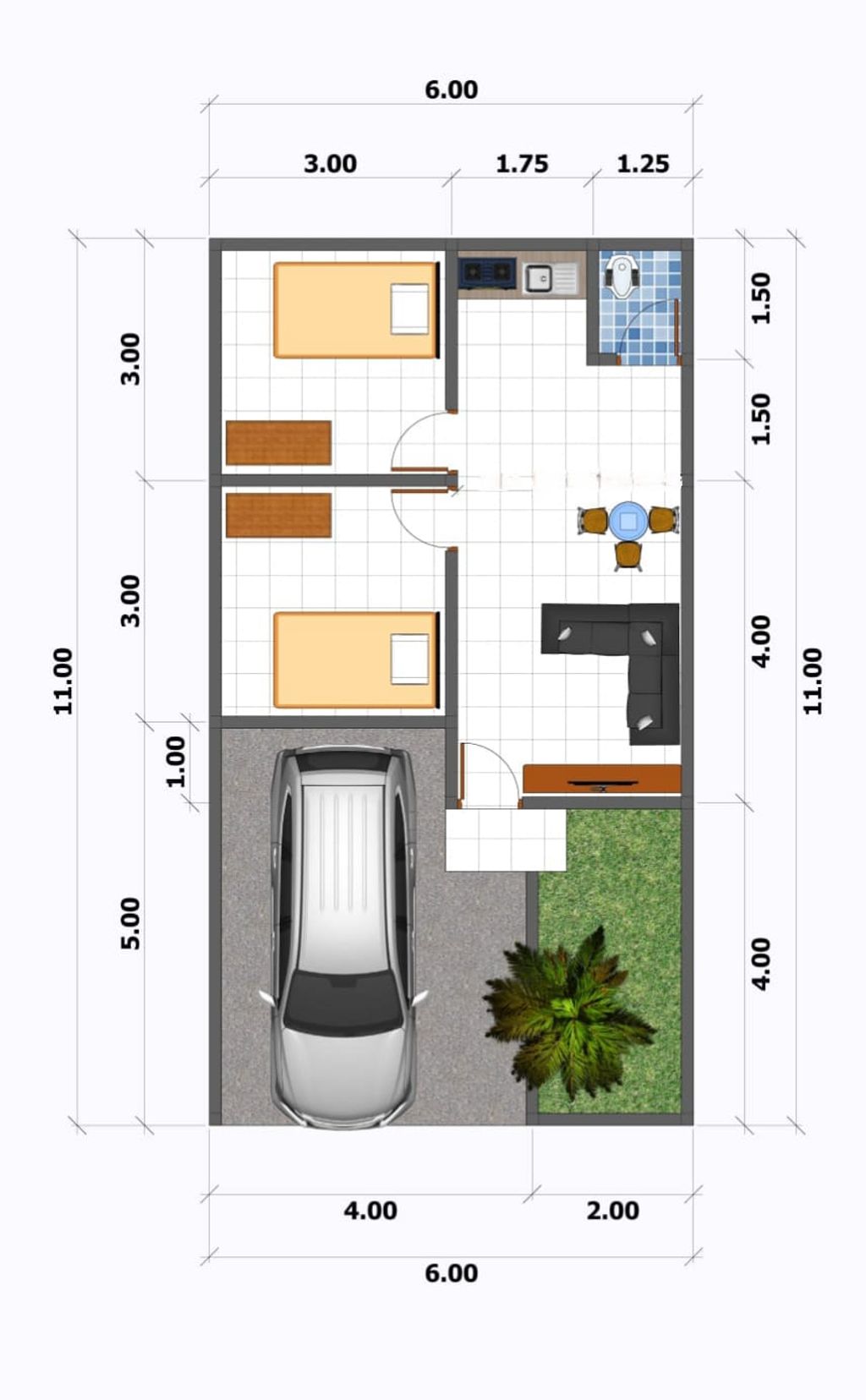 foto denah rumah tipe 36/66 perumahan DHIYA RESIDENCE
