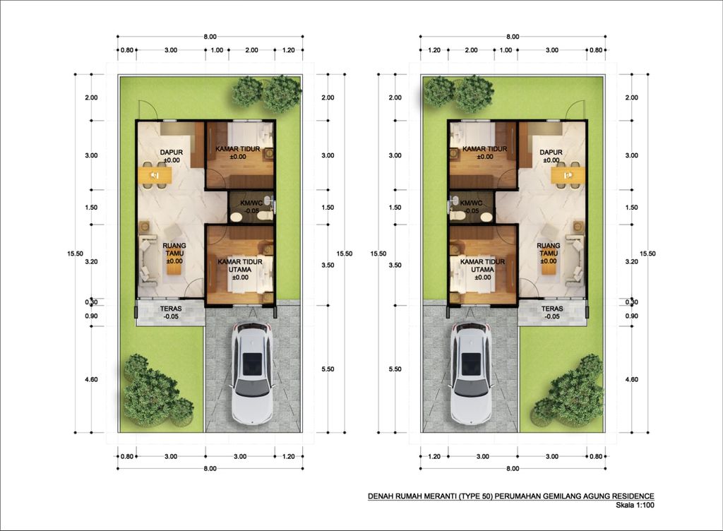 foto denah rumah tipe 50 - MERANTI perumahan GEMILANG AGUNG RESIDENCE TAHAP 2