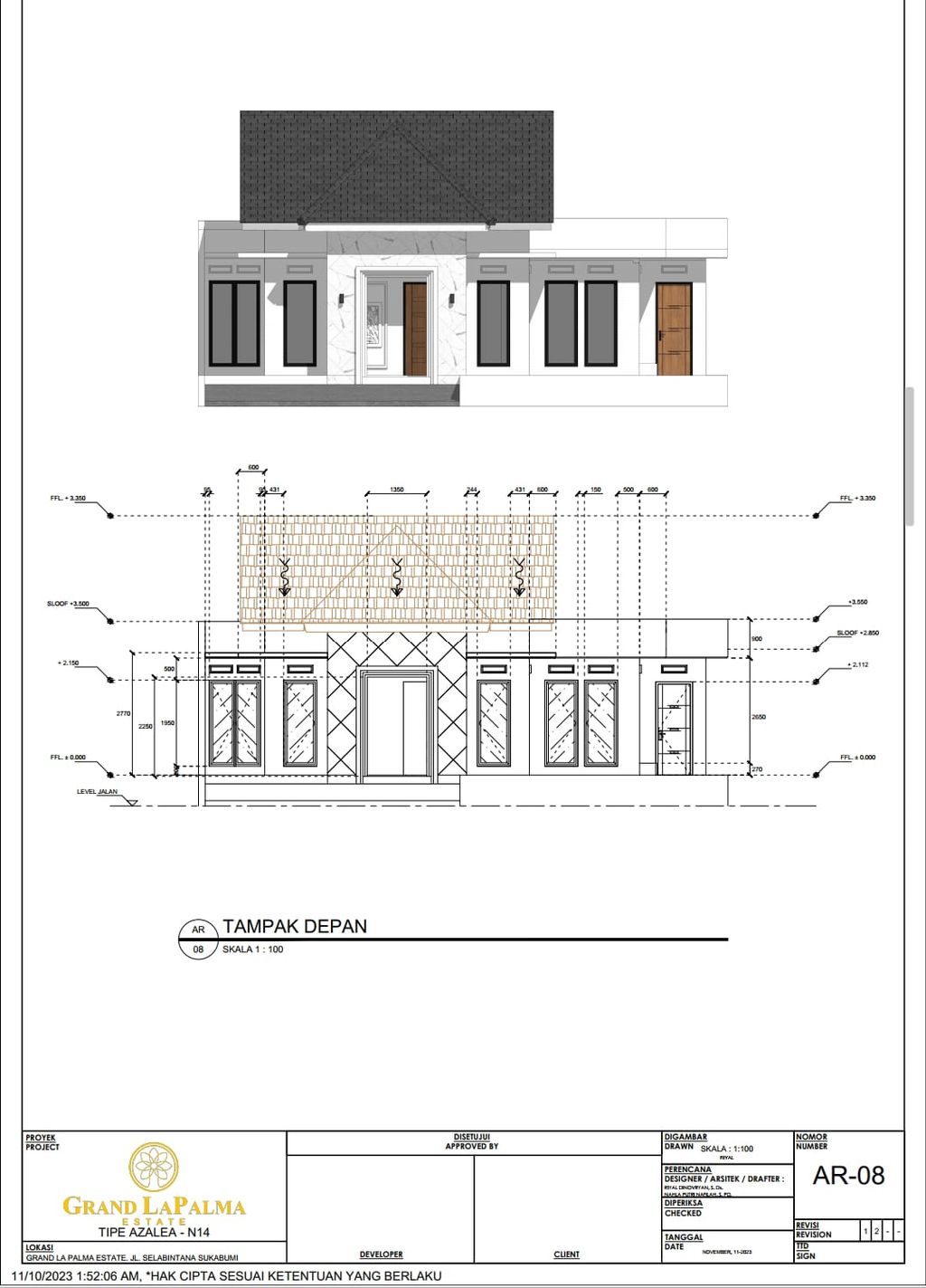 foto tampak rumah tipe N 14 perumahan LAPALMA RESIDENCE
