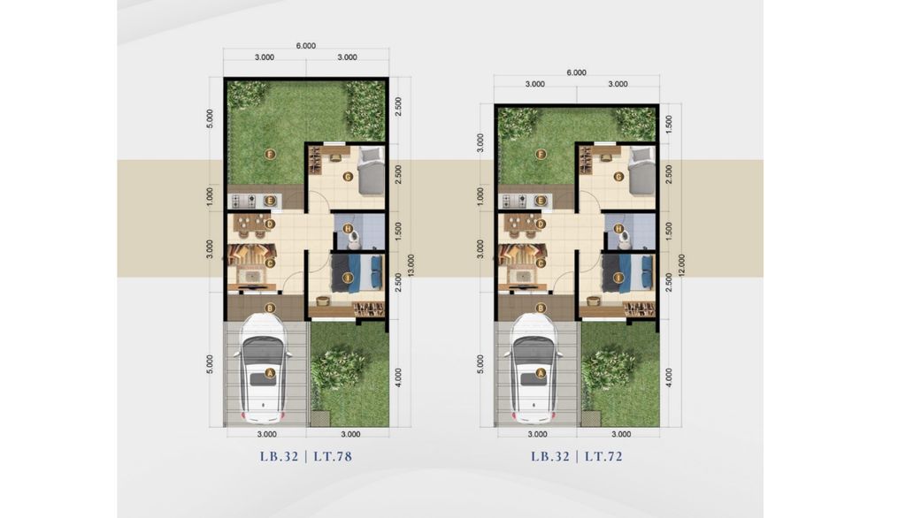 foto denah rumah tipe CASA JARDIN 32/72 (JUNI 24) perumahan PANJIBUWONO RESIDENCE