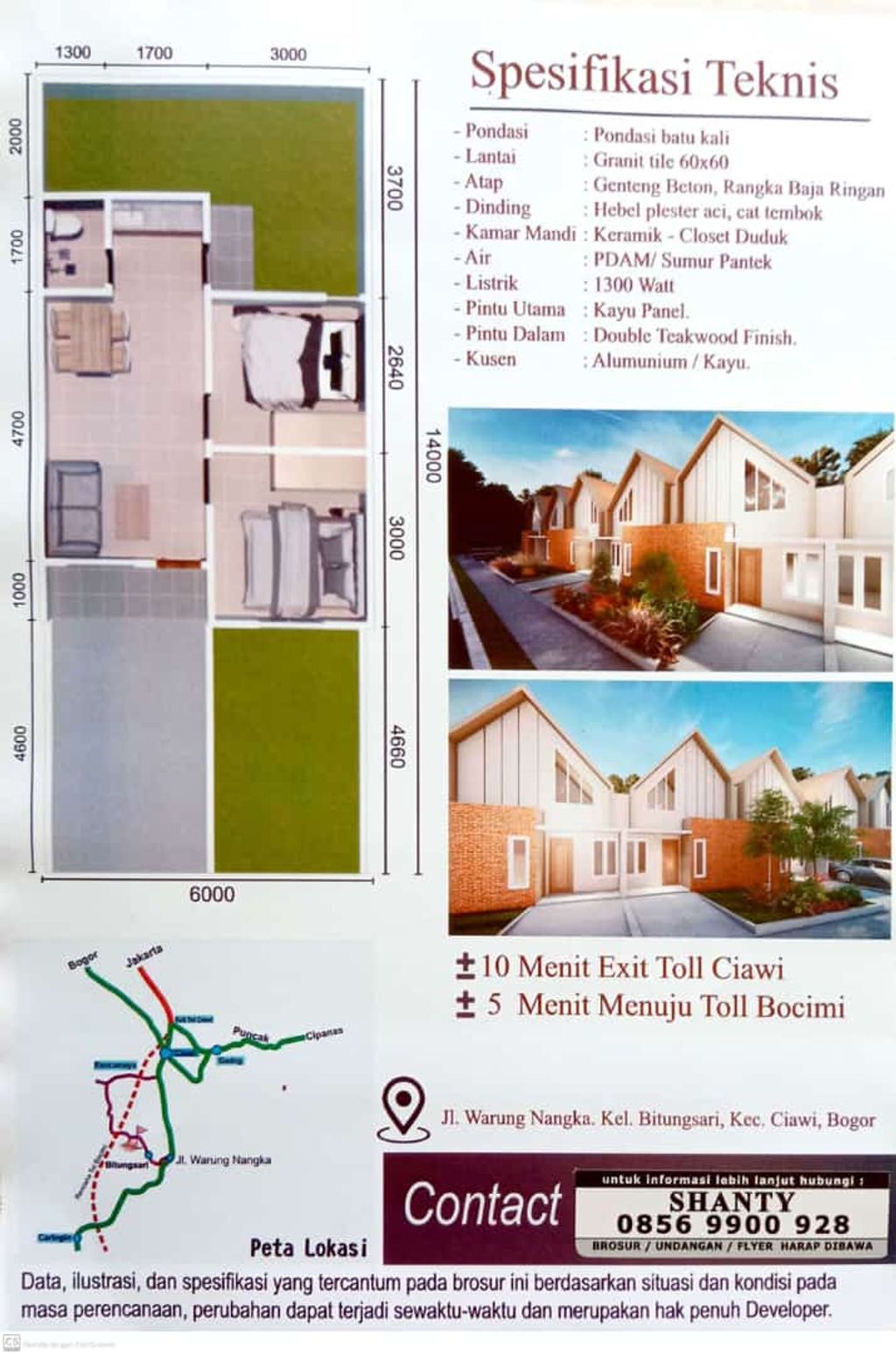 foto denah rumah tipe 38/78 perumahan Heliconia Garden