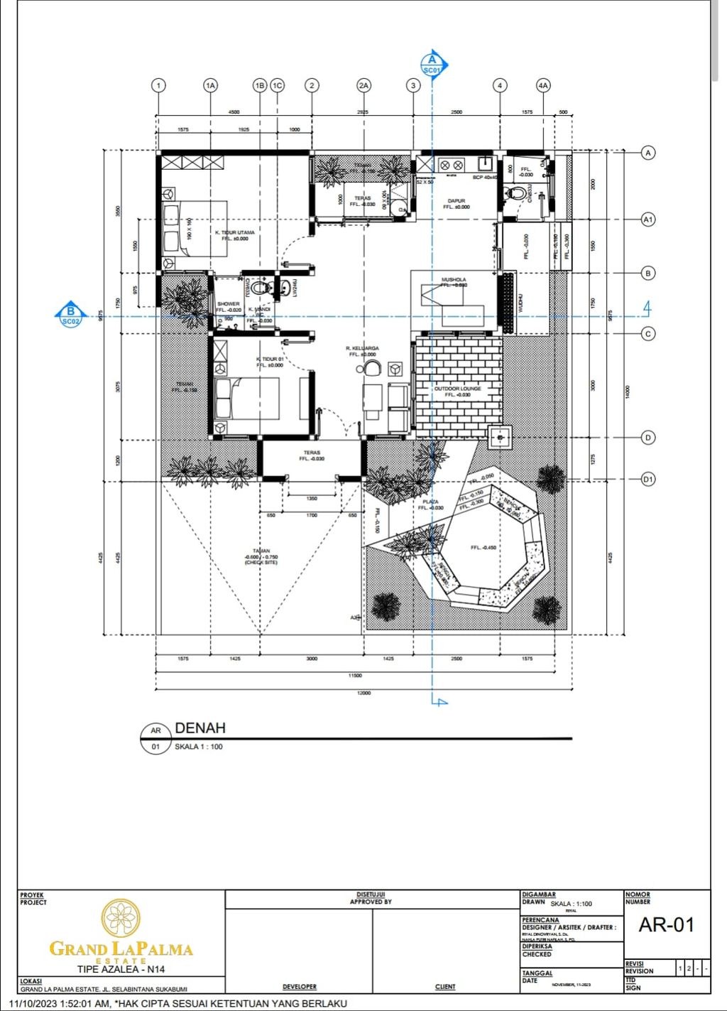 foto denah rumah tipe N 14 perumahan LAPALMA RESIDENCE