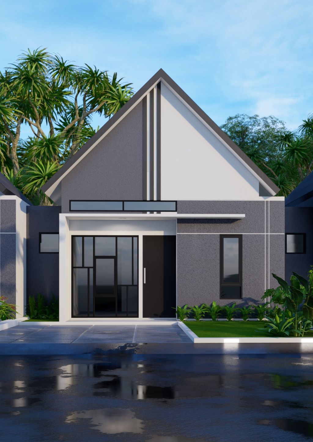 foto tampak rumah tipe 28/77 perumahan Metaverse Telagawaru