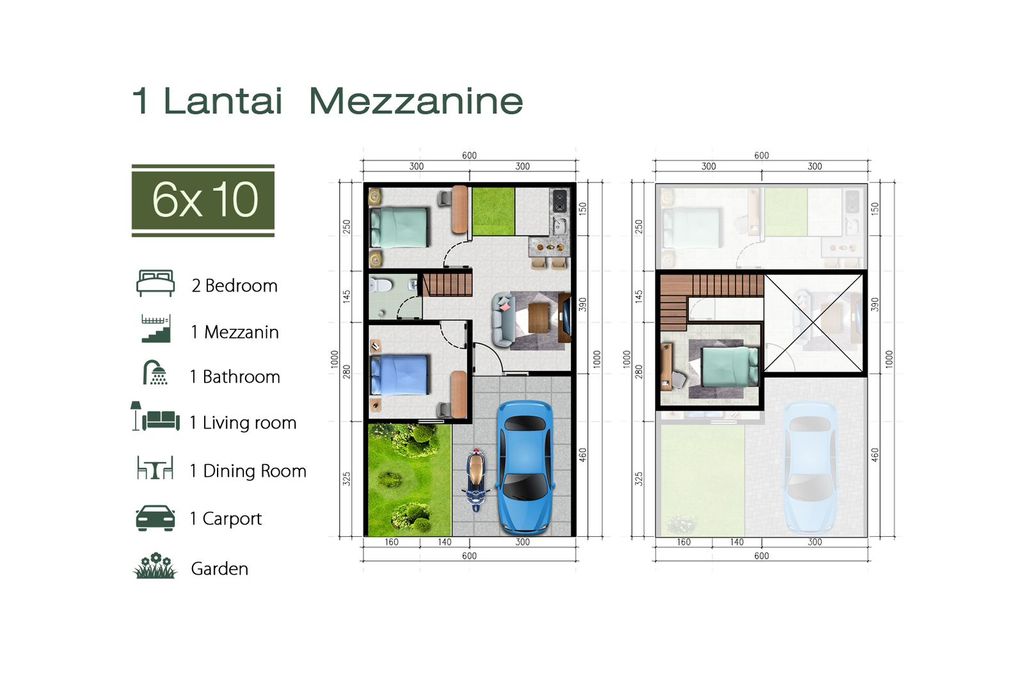 foto denah rumah tipe 1 LT MEZZANINE perumahan ASPENPARK SERPONG