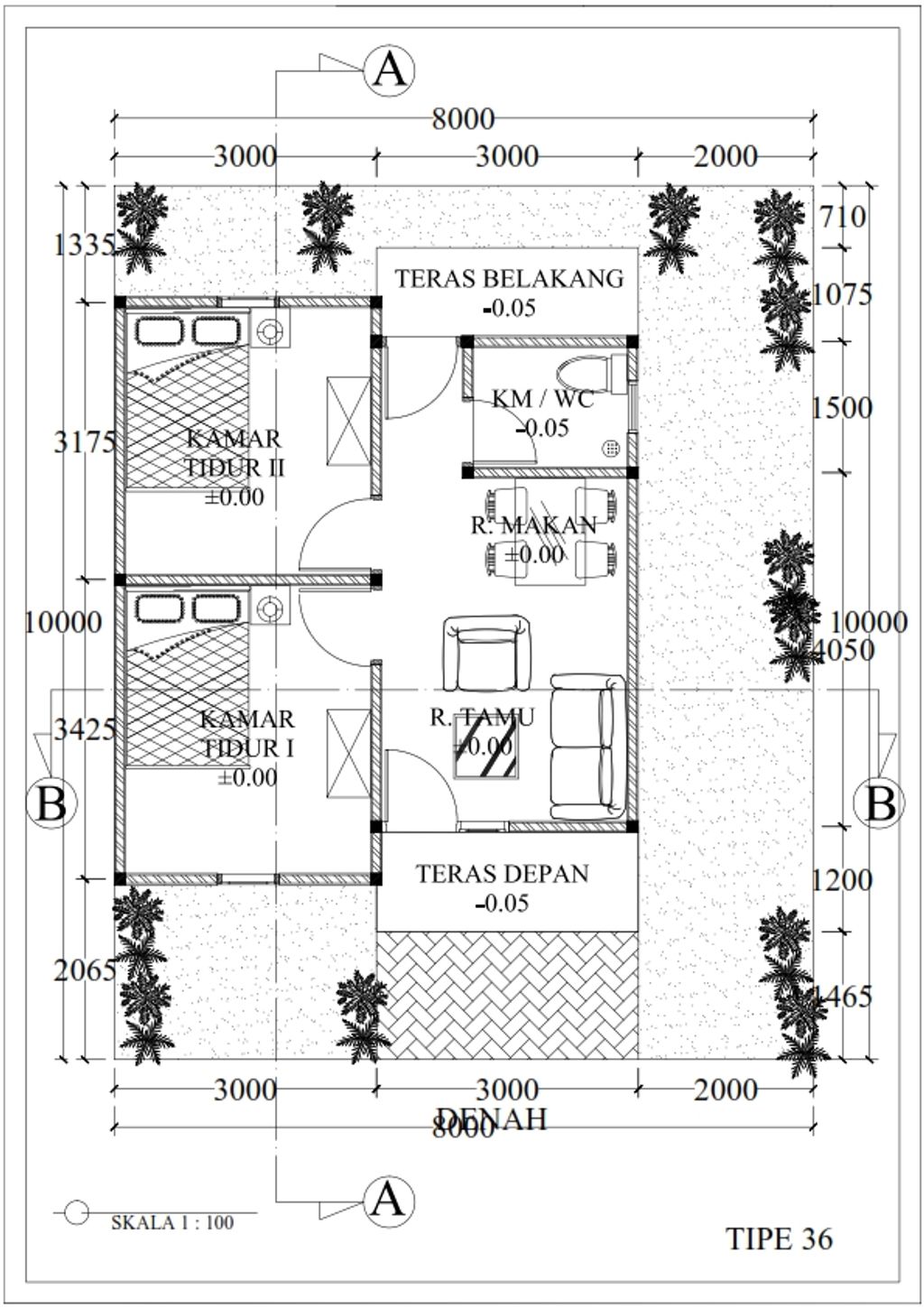foto denah rumah tipe 36/80 (subsidi) perumahan WITJITRA LAND GAUM KARANGANYAR
