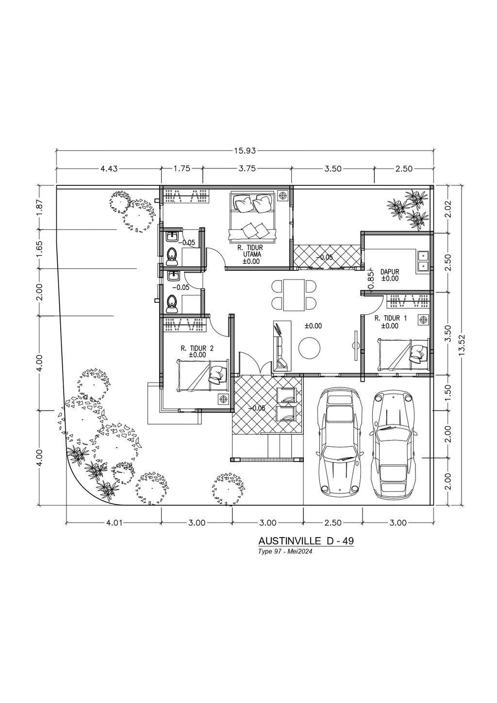 foto denah rumah tipe T. 97/211 perumahan Perumahan AUSTINVILLE Tahap III