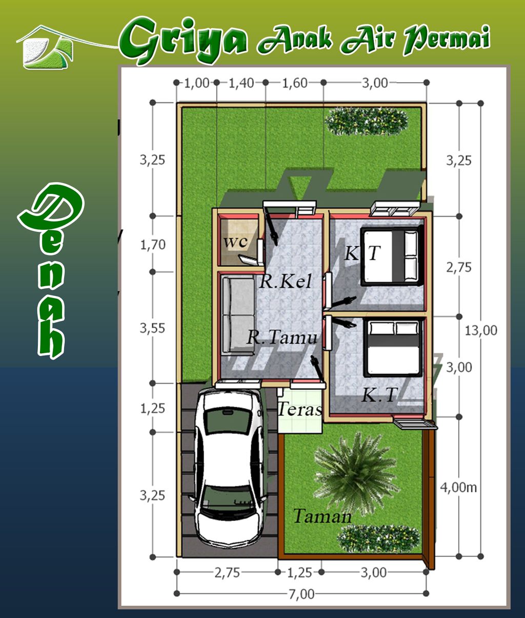foto denah rumah tipe 36 Subsidi perumahan GRIYA ANAK AIR PERMAI