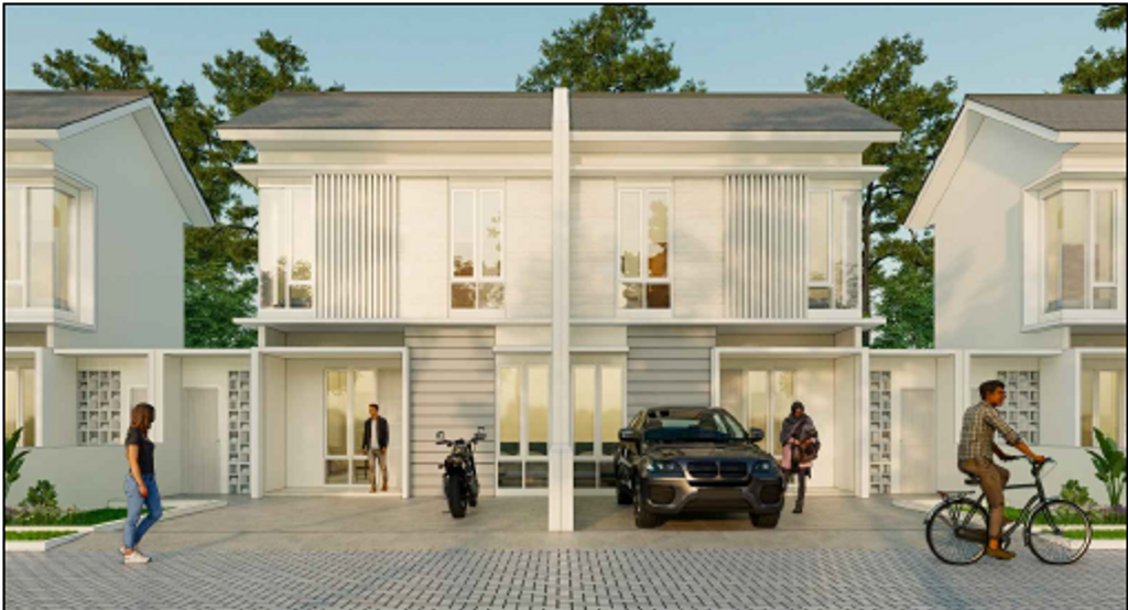 foto tampak rumah tipe 54 perumahan QUEEN GARDENIA BOULEVARD