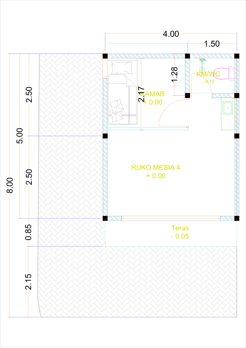 foto denah rumah tipe RM-4 (2024) perumahan Kepuren Residence (Kepuren)