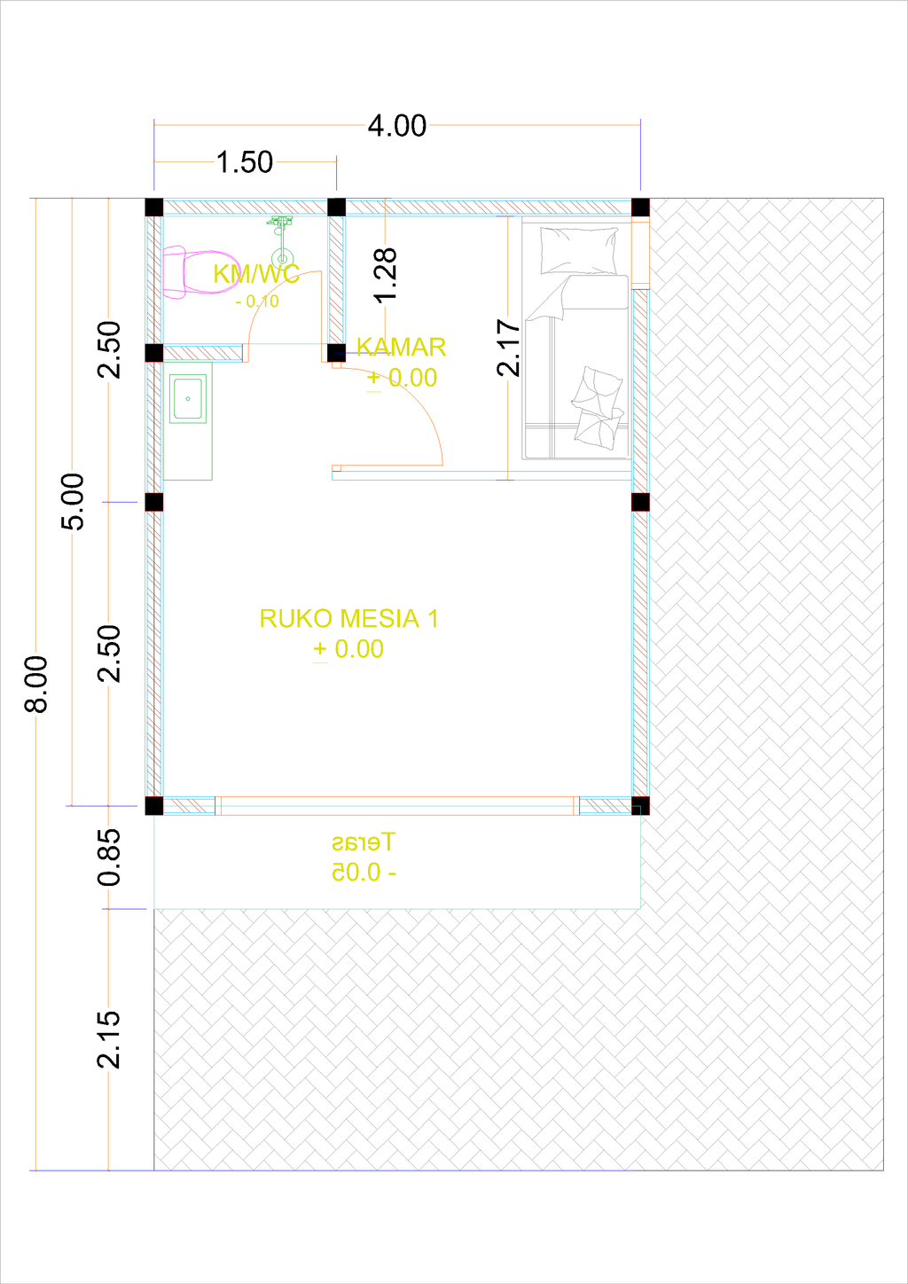 foto denah rumah tipe RM-1 (2024) perumahan Kepuren Residence (Kepuren)