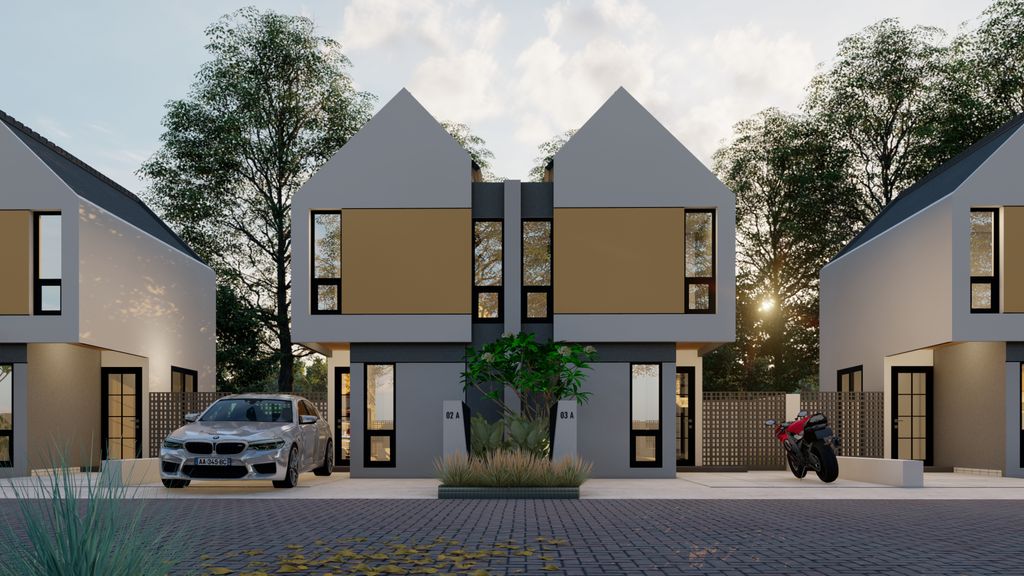 foto tampak rumah tipe Sky Hazel perumahan SKYLAND PANDANLANDUNG
