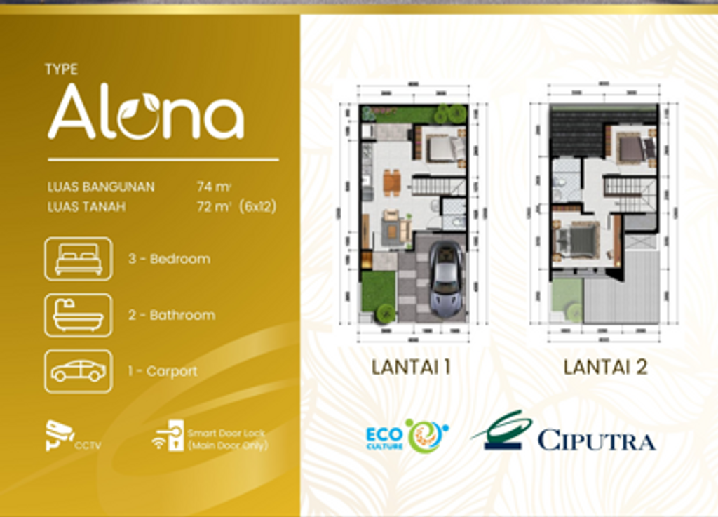 foto denah rumah tipe ALONA STANDARD perumahan CITRA CITY BALIKPAPAN