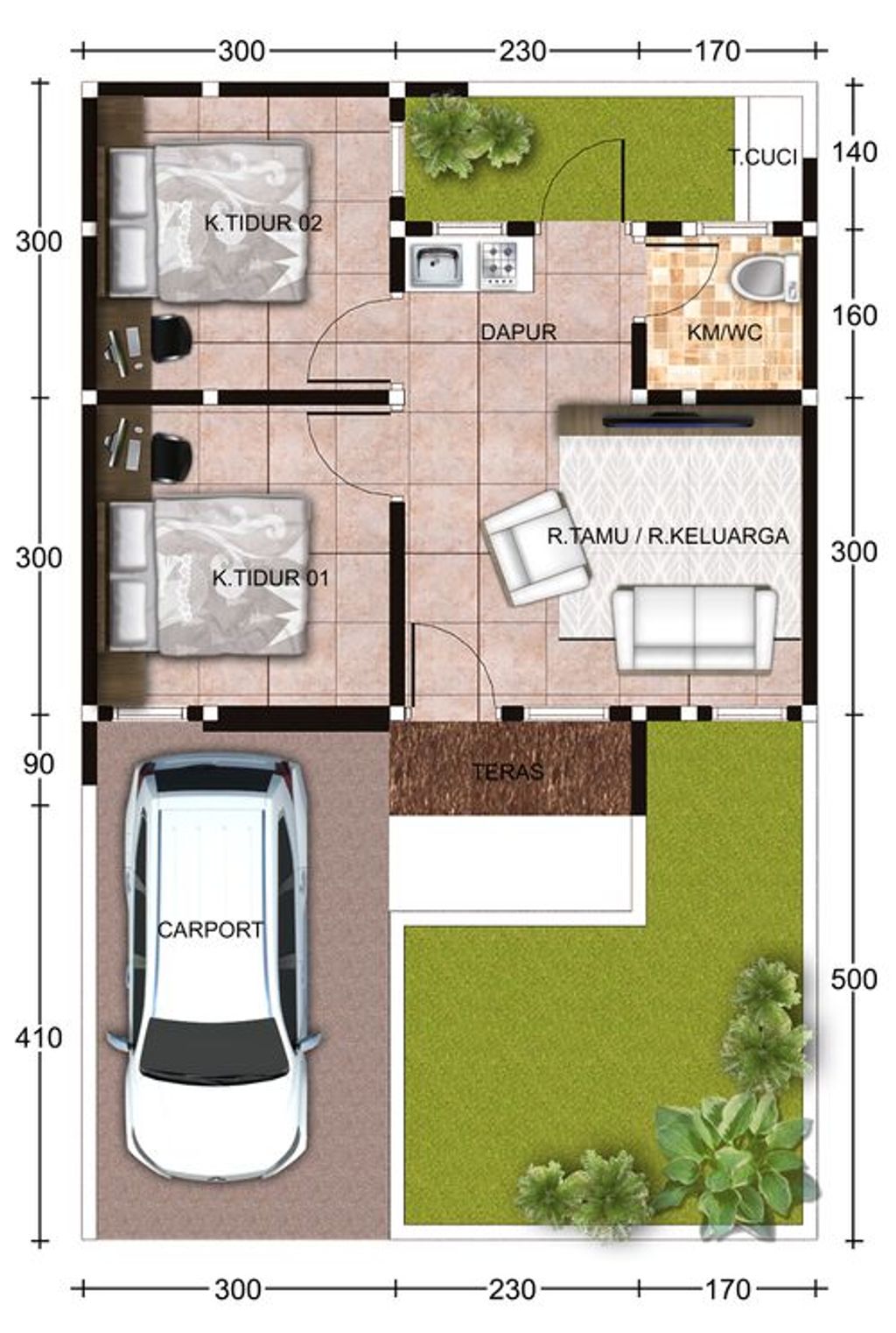 foto denah rumah tipe 40 perumahan KANAYA PARK VIEW