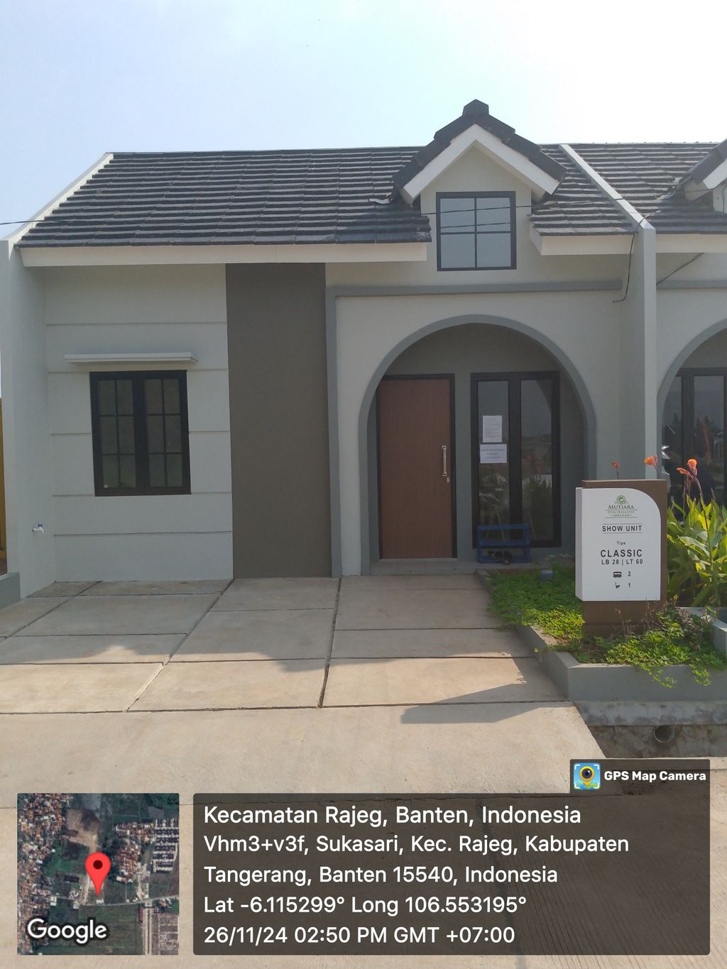 foto tampak rumah tipe CLASSSIC perumahan MUTIARA PURI HARMONI SEPATAN