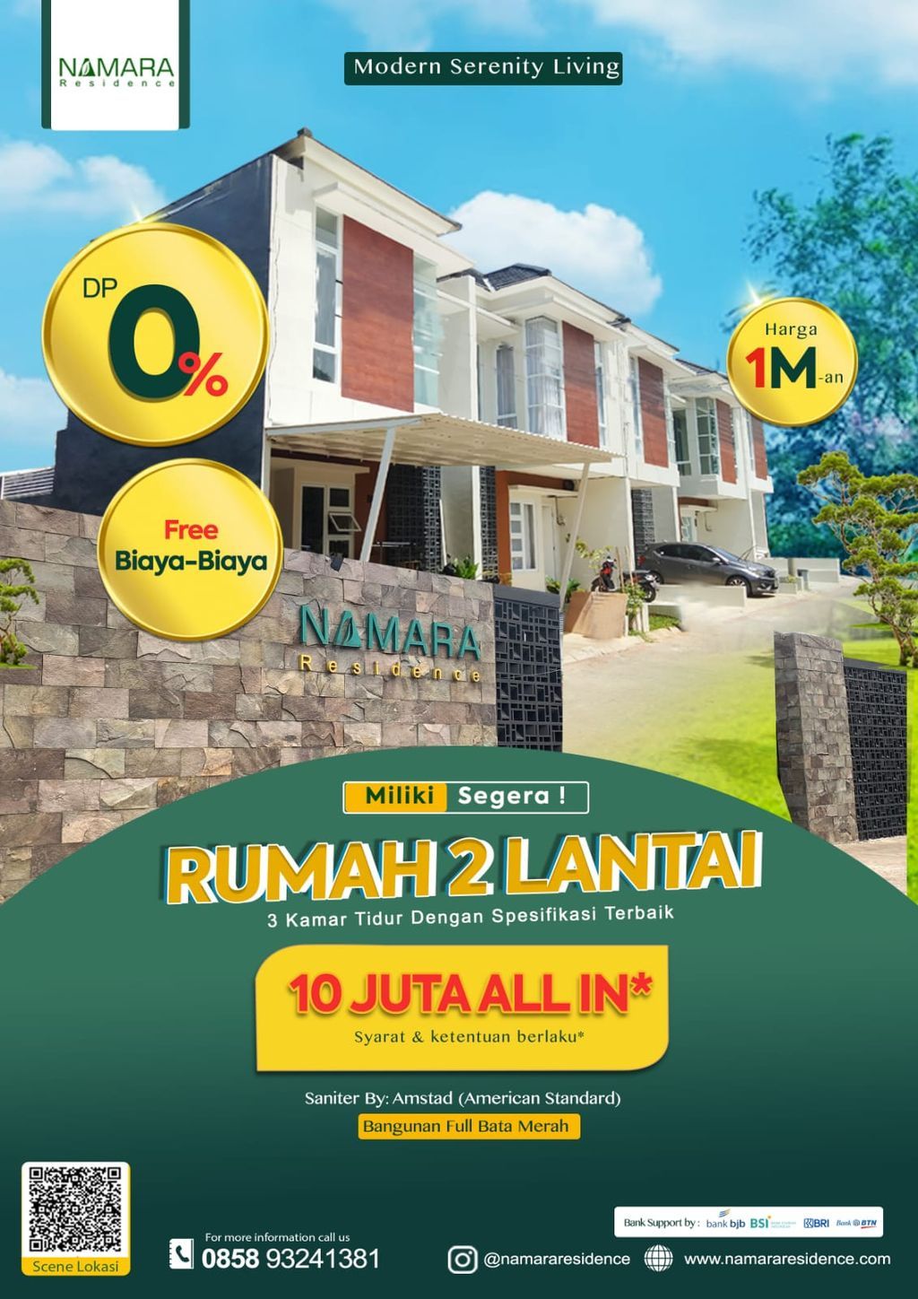 foto tampak rumah tipe 54/72 (750) perumahan NAMARA RESIDENCE TAHAP II