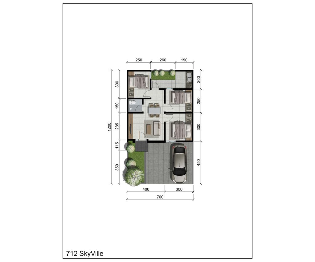 foto denah rumah tipe DAKOTA perumahan SKYVILLE RESIDENCE