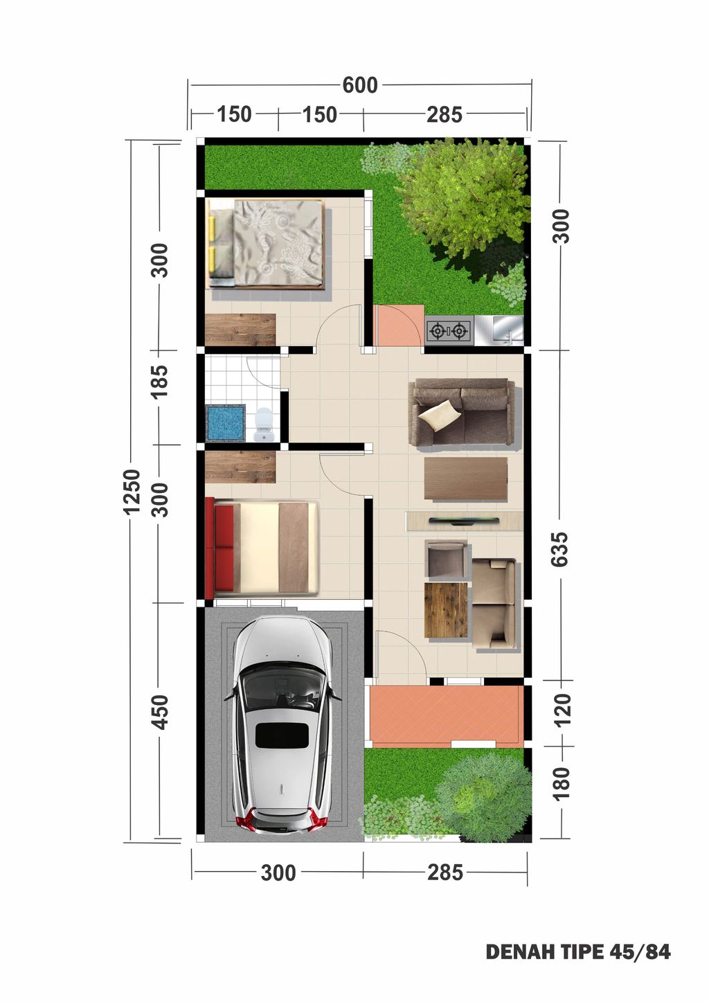 foto denah rumah tipe 45/84 perumahan GRAND VIOLA TOWNHOUSE TAHAP 2
