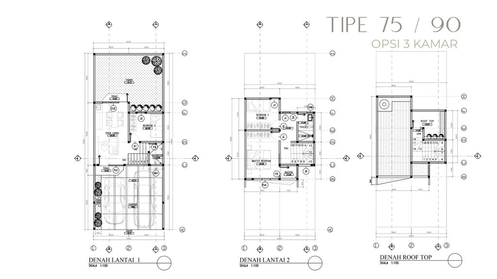 foto denah rumah tipe 75/90 perumahan SERPONG SURADITA RESIDENCE (TAHAP 1)
