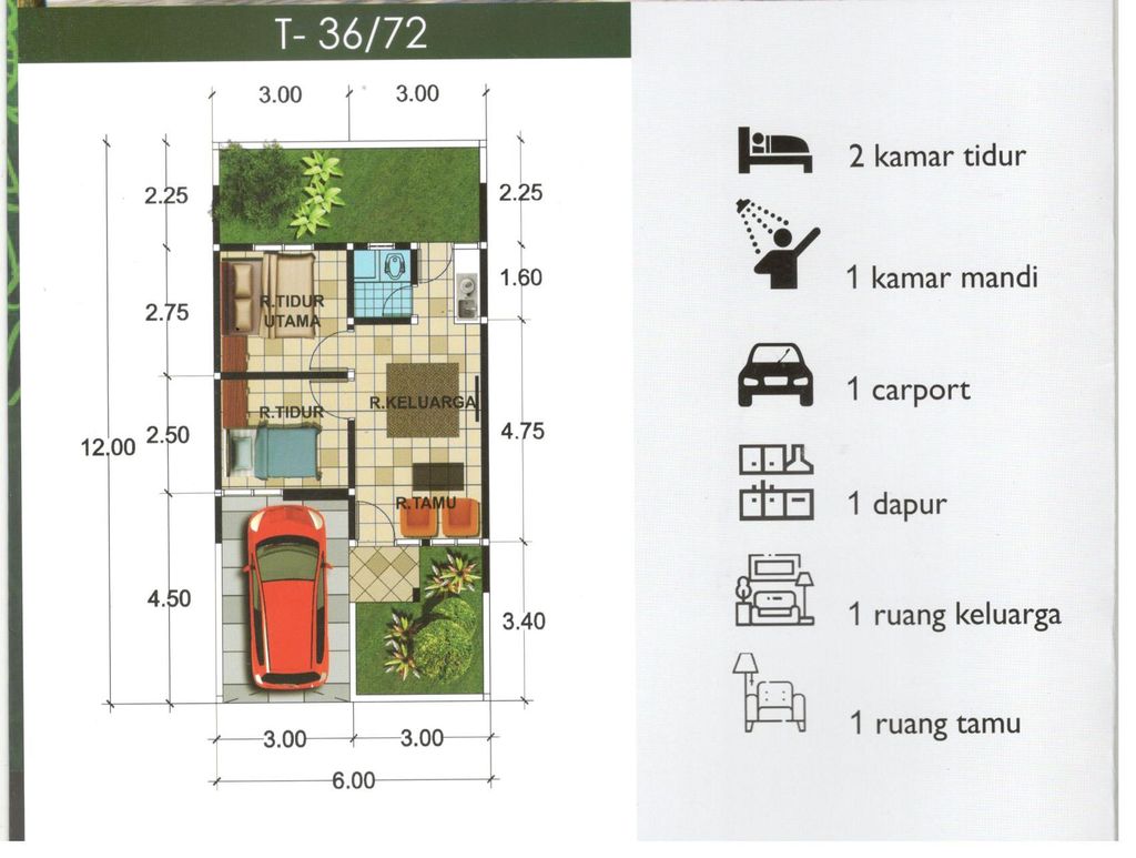foto denah rumah tipe 36 perumahan PERUMAHAN SAFIRA GREEN FOREST