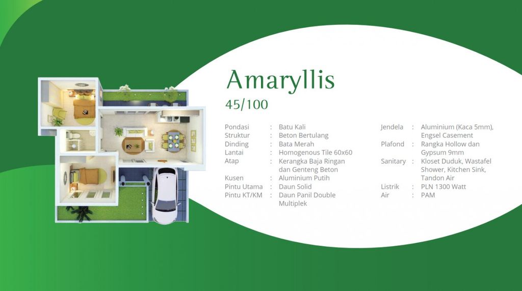 foto denah rumah tipe AMARYLLIS perumahan BUKIT INDAH PERMAI