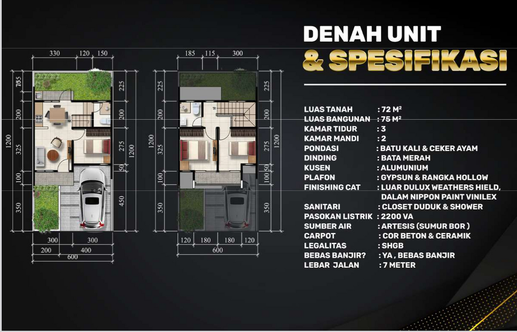 foto denah rumah tipe 75/72 perumahan Gemintang Residence