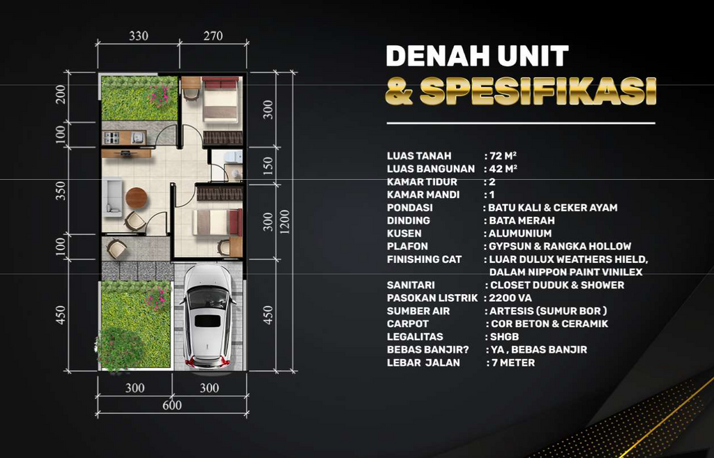 foto denah rumah tipe 42/68 perumahan Gemintang Residence